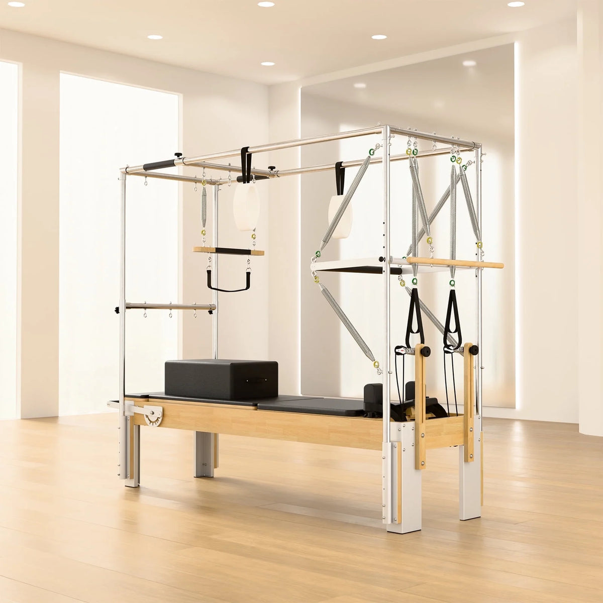 Syedee Pilates Equipment for Studios, Cadillac Pilates Reformer Trapeze Pilates Reformer Machine for Home Gym, Pilates Exercise Equipment with Jump Board, Adjustable Resistance