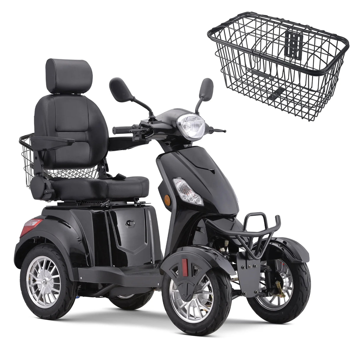 SKRT Large 4 Wheels Mobility Scooter (XW-E01), Electric Heavy Duty Wheelchair Device, 500 LBS Capacity for Seniors & Adults, Speed Adjust, Rear Trunk, Seat Extension