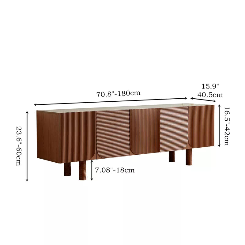 LOVSON 70.87" Modern And classicist Style Four Legged TV Stand with Five Cabniet