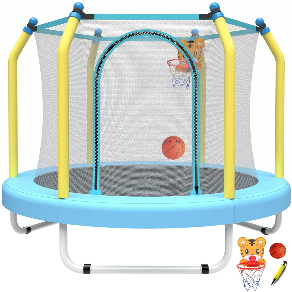 55'' Toddler Trampoline for Kids, SEGMART Kids Trampoline with Enclosure Net and Balls, Indoor Outdoor Mini Small Trampoline Birthday Gifts for Boys and Girls Age 3 Months and up