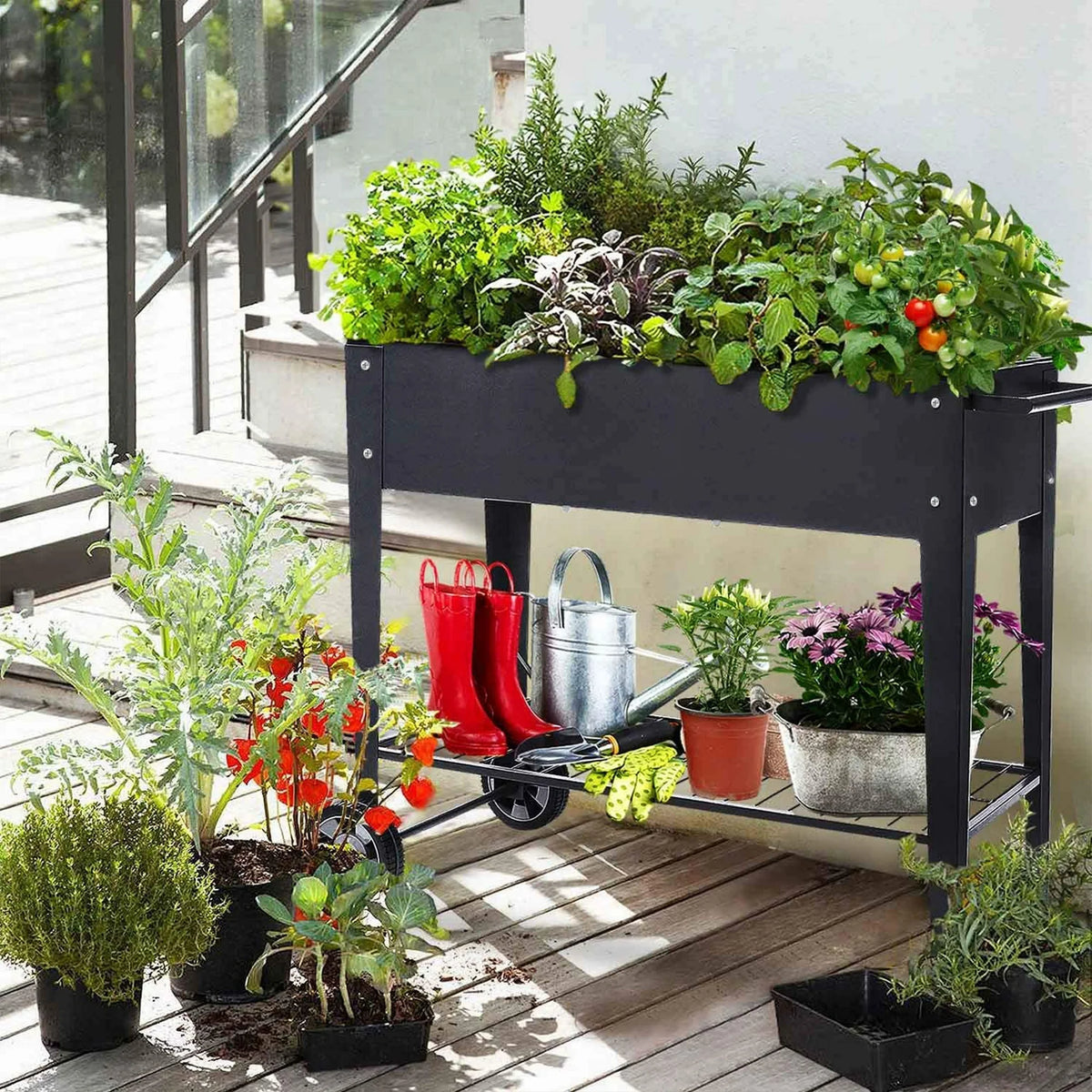 Segmart Raised Garden Bed, Outdoor/Indoor Herb Garden Above Ground Raised Planter Boxes with Legs, Raised Garden Bed On Wheels Patio for Vegetable herb, SS2245