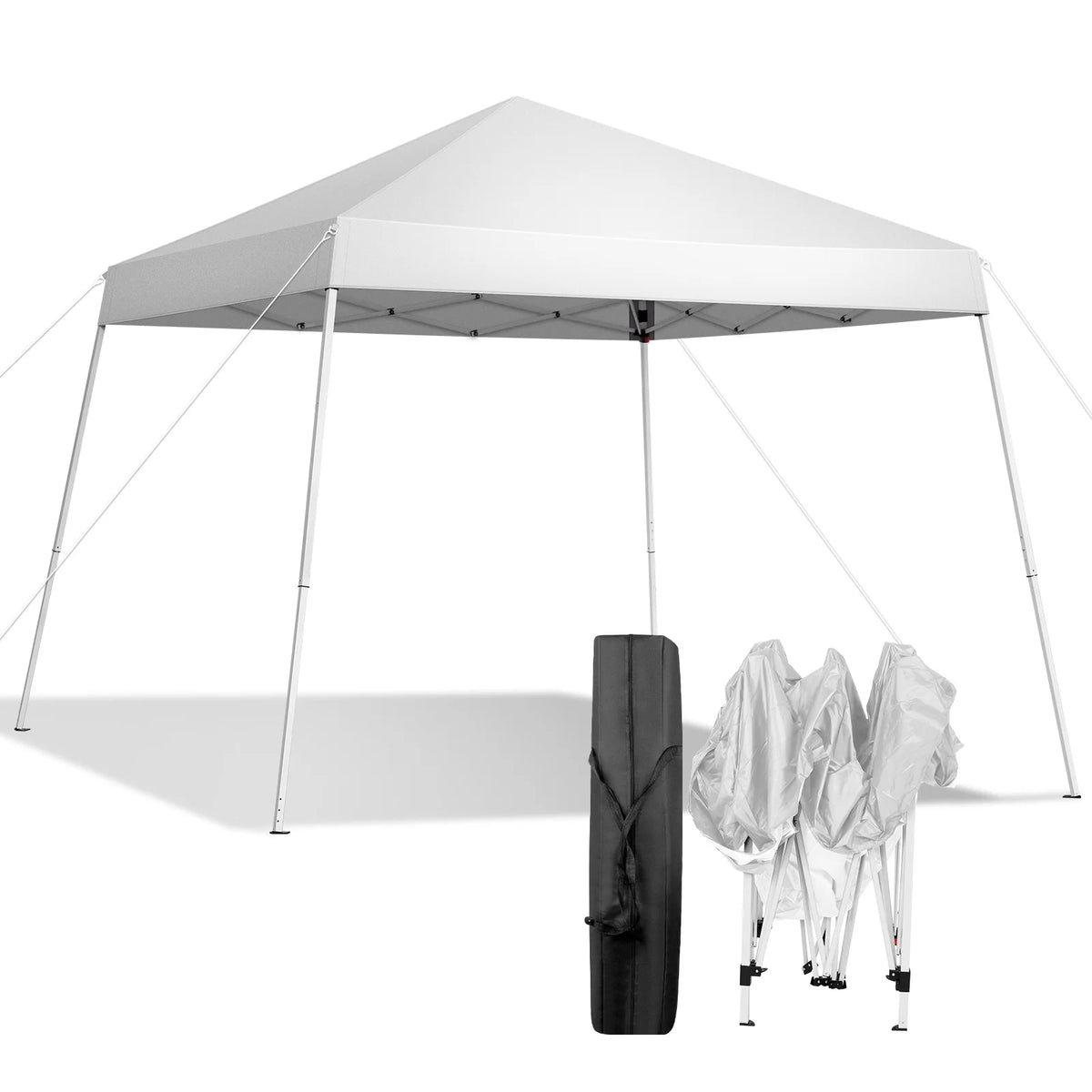 Ktaxon 10ft x 10ft Base/8ft x 8ft Pop Up Party Tent Canopy Folding Tent with Carry Bag White
