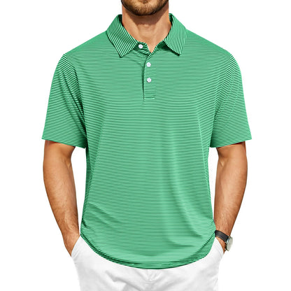 Thrilos Striped Golf Polo Shirts for Men Short Sleeve Performance Polo Dry Fit Print Casual Golf Shirts