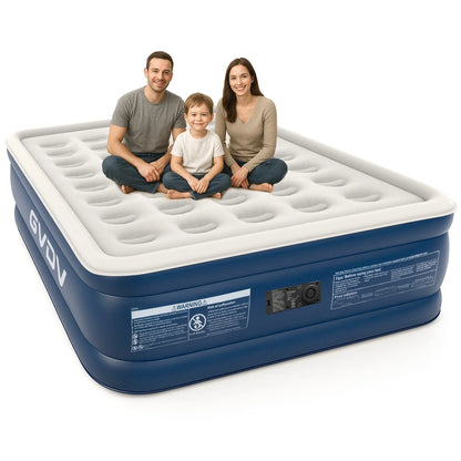 GVDV 18" Queen Air Mattress with Built-in Pump, Raised Inflatable Air Bed for Guests & Home, Comfortable Blow-up Mattress, Upgraded 4-Chamber Design, Supports up to 660 lbs
