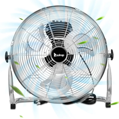 Ktaxon 16" High-Velocity Industrial Floor Fan, Heavy Duty Metal Fan, Adjustable Tilt and 3 Speeds up to 5688 CFM