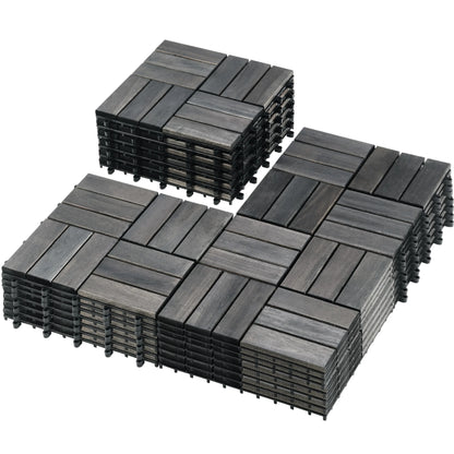 TrumanPick 27 PCS Deck Tiles Outdoor Interlocking Patio Tiles Waterproof for Backyard Porch, 12" x 12", Black Checker