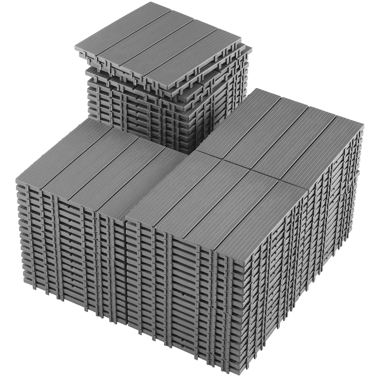 TrumanPick 72 PCS Deck Tiles Patio Pavers Interlocking Flooring Tiles 12"W x 12"L Waterproof Outdoor Flooring for Patio Garden Balcony Backyard All Weather Use, Mid Gray