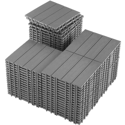 TrumanPick 72 PCS Deck Tiles Patio Pavers Interlocking Flooring Tiles 12"W x 12"L Waterproof Outdoor Flooring for Patio Garden Balcony Backyard All Weather Use, Mid Gray
