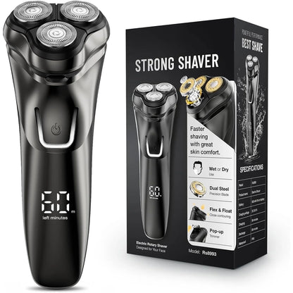 Vislone Electric Razor for Men, Rechargeable Electric Shaver for Men, Wet Dry Shaver with Pop-Up Trimmer, IPX7 Waterproof, Black