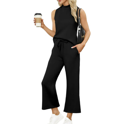 UVN Outfit Sets for Women Summer Sleeveless Tops And Pants Sweatsuits Casual 2 Piece Tracksuit Lounge Set