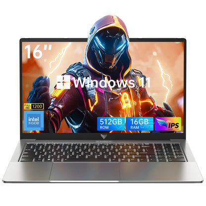 Laptop 16'' FHD Intel Alder Lake N97 up to 3.6GHz 16GB DDR4 512GB SSD with Windows 11