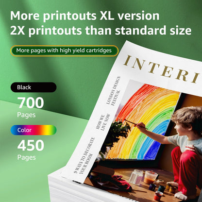 63XL Ink Cartridge Compatible for HP 63 Ink Cartridge Works with for Officejet 3830 4650 5200 5255 Envy 4520 4512 Deskjet 1112 3630