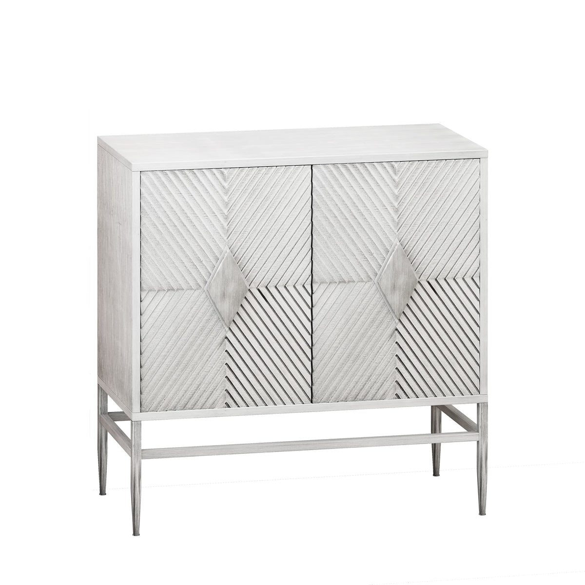 31.50 Modern 2 Door Wooden Storage Cabinet Accent Cabinet with Metal Leg Featuring Two Tier Storage, for Living Room, Entryway and Dining Room