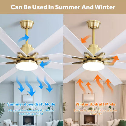 BestParts 66 Inch Ceiling Fan, Smart Ceiling Fan with Light, Quiet DC Motor, Suitable for Modern Style