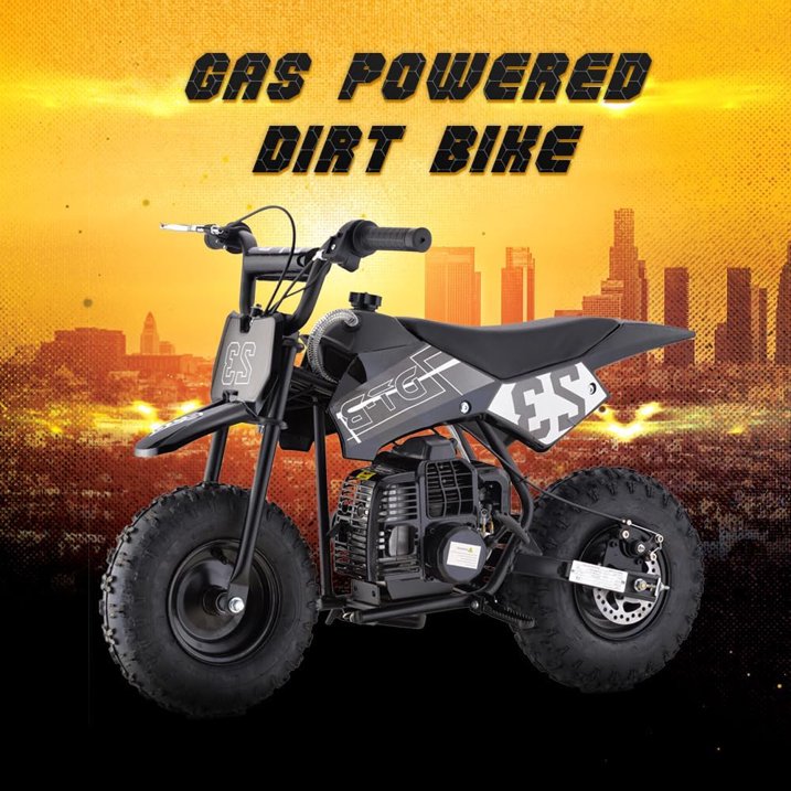 Mini Kid Dirt Bike, 49 CC 2 Stroke Gas Bike with Off Rode Tire, Suspensions, Disc Brakes, Max Load 160Lbs, Up to 20Mph, EPA Approved