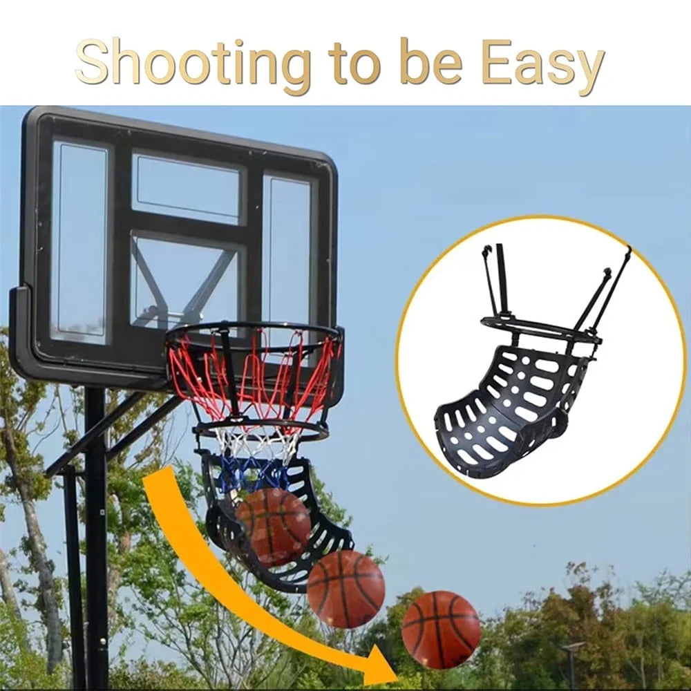 Basketball Return, SEGMART Basketball Return Attachment, 360° Basketball Shot Trainer, Portable Basketball Training Equipment, Basketball Return Chute Rebounder with 4 Detachable Hooks for Hoop,Black