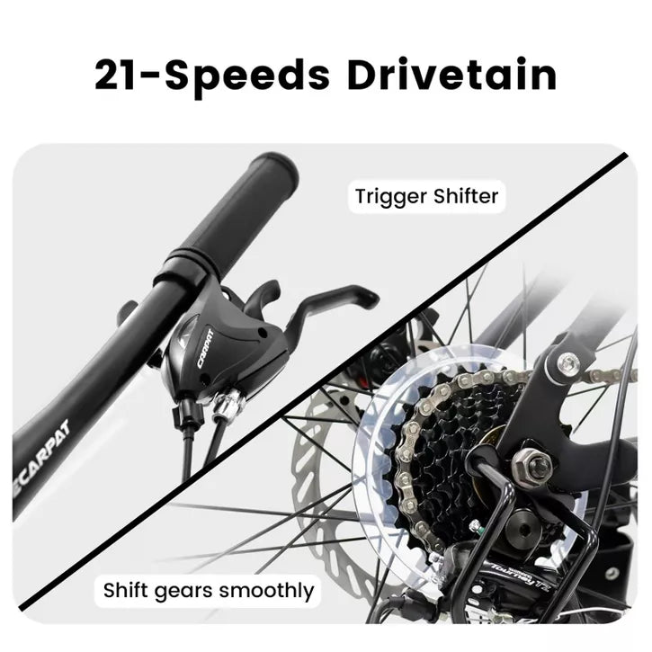 BestParts 26 Inch Mountain Bike for Adults Teens, Dual Suspension MTB Bicycle with 21-Speed & Disc Brakes, Trail Commuting Use, Gray Steel Frame