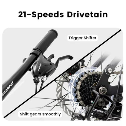 BestParts 26 Inch Mountain Bike for Adults Teens, Dual Suspension MTB Bicycle with 21-Speed & Disc Brakes, Trail Commuting Use, Gray Steel Frame