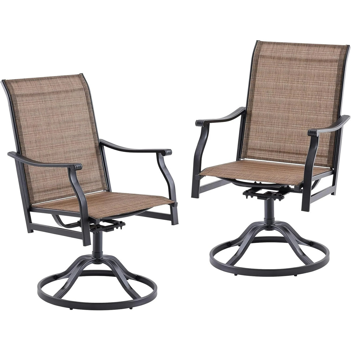 Farini Outdoor Dining Chairs Set of 2, 360°Swivel Patio Dining Chair with Textilene Fabric, Outdoor Metal Armchair All Weather Resistant, Ergonomic Comfort, Perfect for Patio, Backyard, Balcony