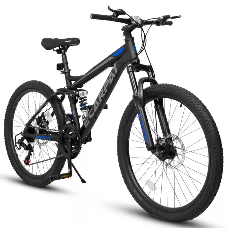 BestParts 26 Inch Mountain Bike for Adults Teens, 21-Speed Dual Suspension MTB Bicycle with Disc Brakes, Outdoor Commuting Trail Use, Black