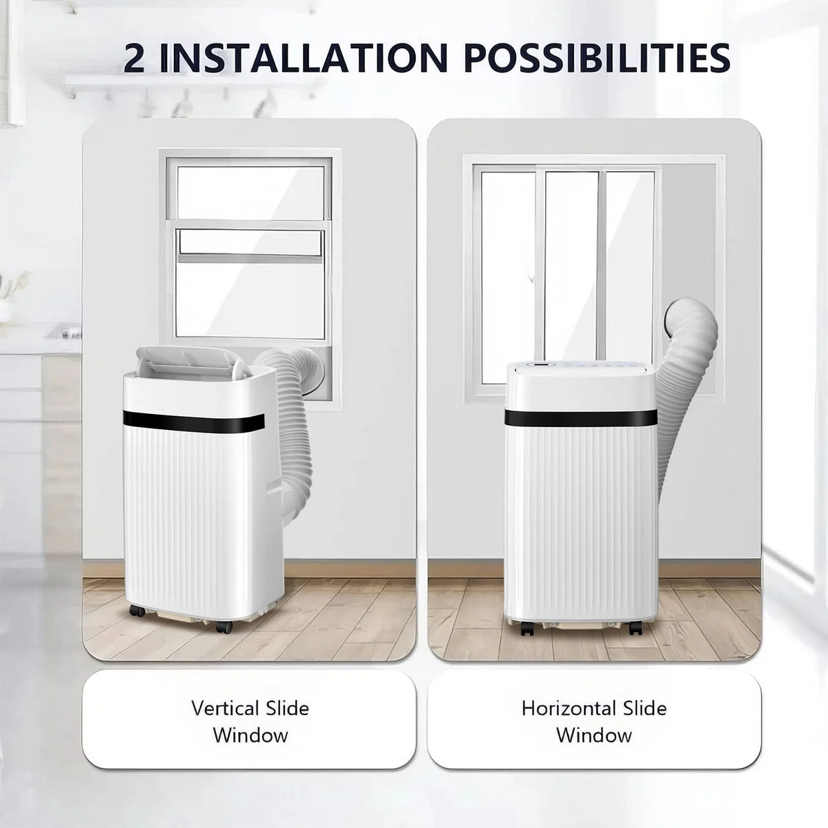 KISSAIR 8000 BTU (12000 BTU ASHRAE) 3-in-1 Multifunctional Portable Air Conditioner with Air Cooling, Fan, and Dehumidifier Functions for a Comfort-Enhanced Home Environment