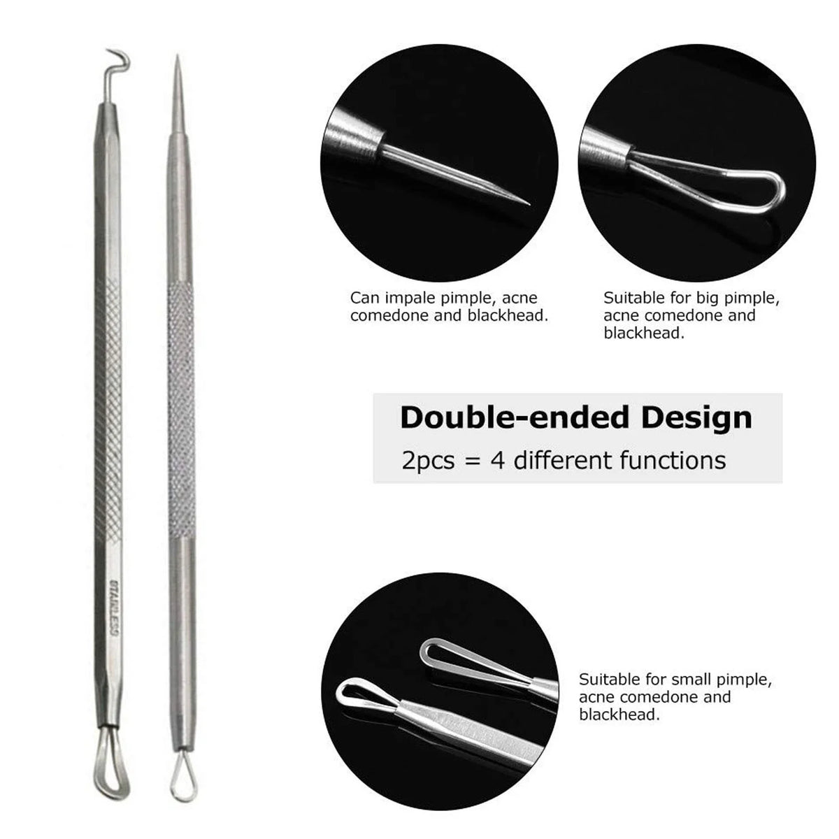 Blackhead Removers Comedone Pimple Popper Tool Acne Extractors Blemish Remover Ingrown Hair Tweezers Removal Kit Whitehead Remover Zit Treatment Skincare Tools for Face Nose, 8-in-1