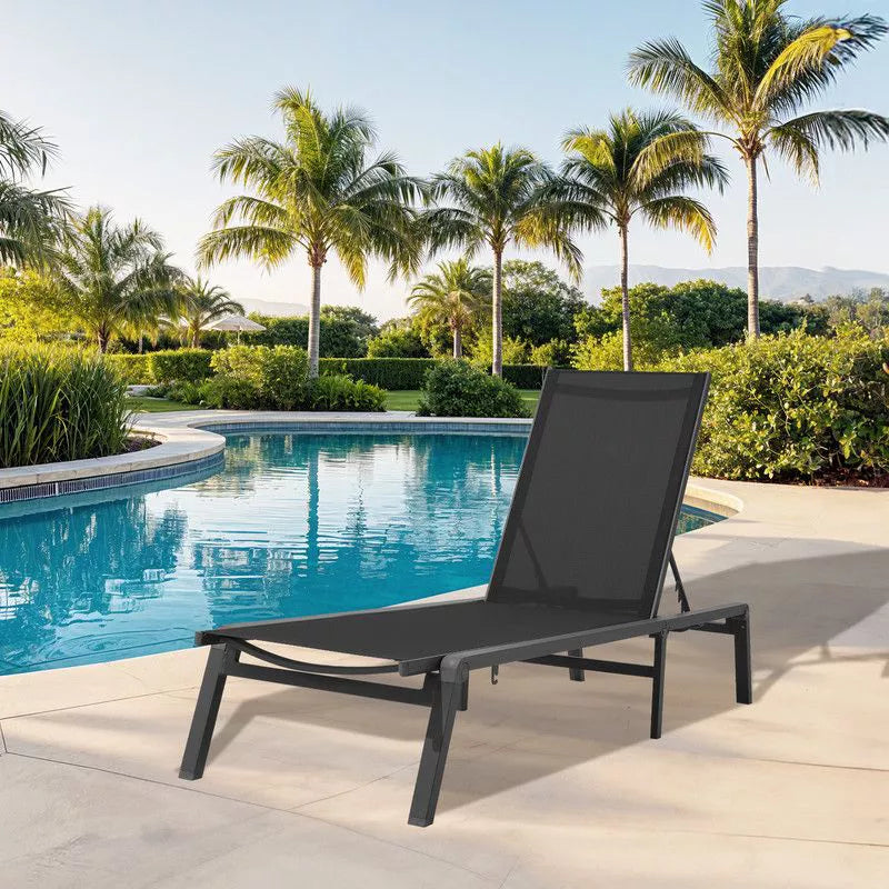 Hyleory Adjustable Aluminum Folding Chaise Lounge - Locking Legs for Secure Relaxation