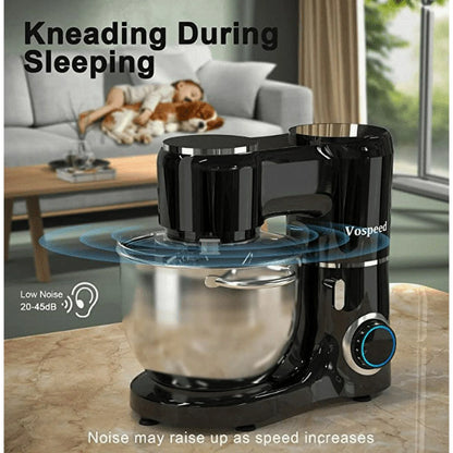 Electric Stand Mixer, 7.4 QT Stand Mixer for Kitchen, 6-Speed Tilt-Head Food Mixer, Kitchen Electric Standing Mixer with Dough Hook Wire Whip Beater, Professional Cake Mixer Machine, Silver, A5001