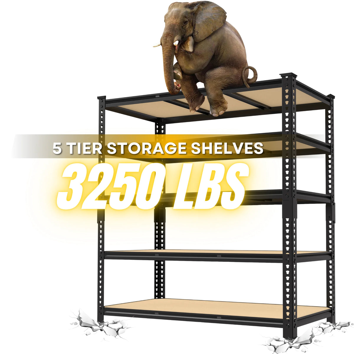 TrumanPick Storage Shelves Garage Shelving Units 5 Tier Metal Heavy Duty Adjustable Shelf Rack 36"W x 12"D x 72"H 2000LBS for Warehouse Pantry Closet, Black