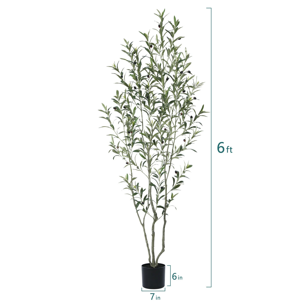 6ft Fake Plastic Olive Tree in Pot, Pre Potted Faux Greenry Plant for Home Decor Office House Living Room Indoor Outdoor, Big Fake Plants Fake House Plants