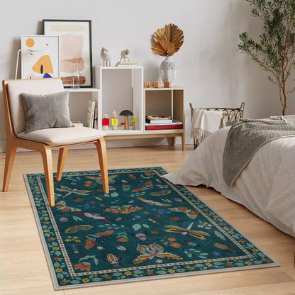 Lahome Machine Washable Animal Life Insects Area Rug - Nature-Inspired Carpet for Living Room, Bedroom, or Entryway