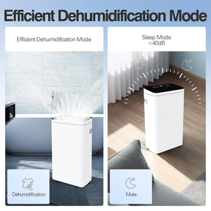 PhiloDeco 30 Pint Dehumidifier for Homes, Basements & Large Rooms (1500 sq. ft.) - Ultra Quiet, Intelligent Humidity Control, Portable with Drain and Easy-Clean Water Tank