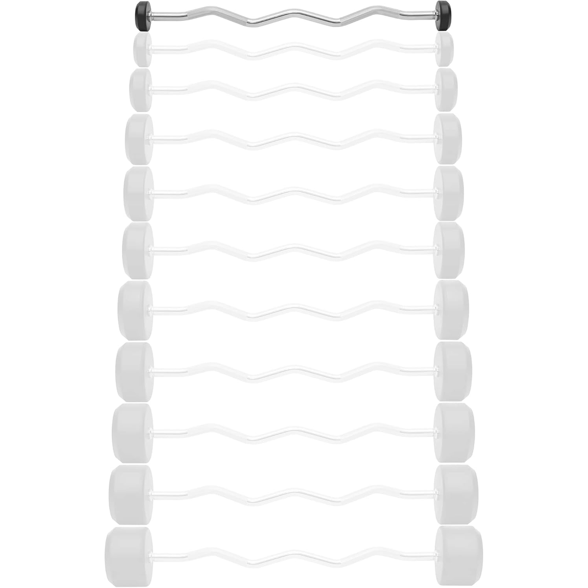Mikolo Gym Rubber Fixed Barbell, Pre-Loaded Weight EZ Curl Bar for Strength Training & Weightlifting