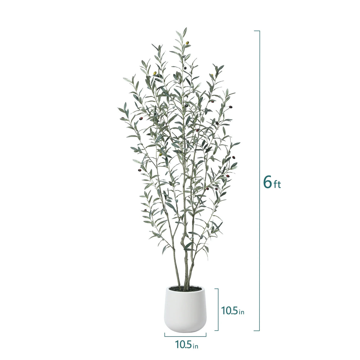 6ft Fake Plastic Olive Tree with Oval White Planter, Pre Potted Faux Greenry Plant for Home Decor Office House Living Room Indoor Outdoor, Big Fake Plants Fake House Plants