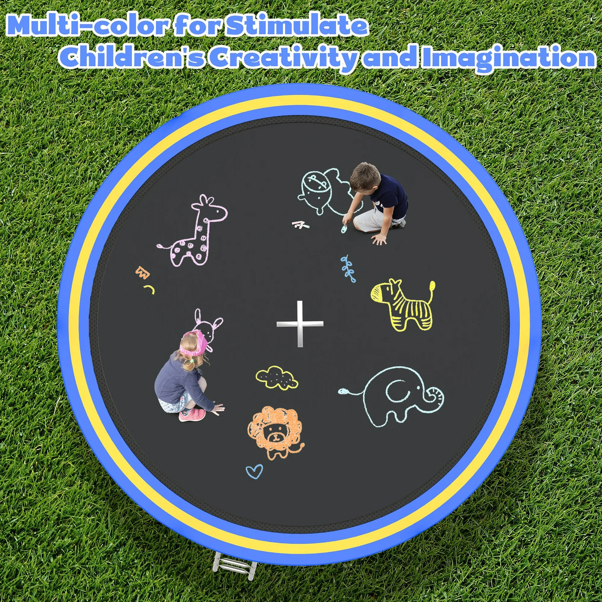 14ft Trampoline with Basketball Hoop, SEGMART Upgraded Round Kids Outdoor Trampoline with Enclosure, Heavy-Duty Backyard Trampoline for Adults and Kids, Blue