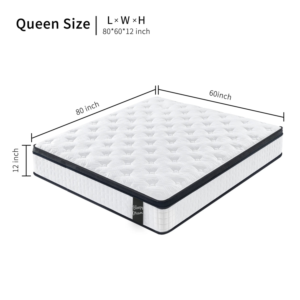 12 Inch Spring Hybrid Mattress Cool Memory Foam with Pressure Relief, CertiPUR-US OEKO-TEX 100 Certified, Queen Mattres in A Box