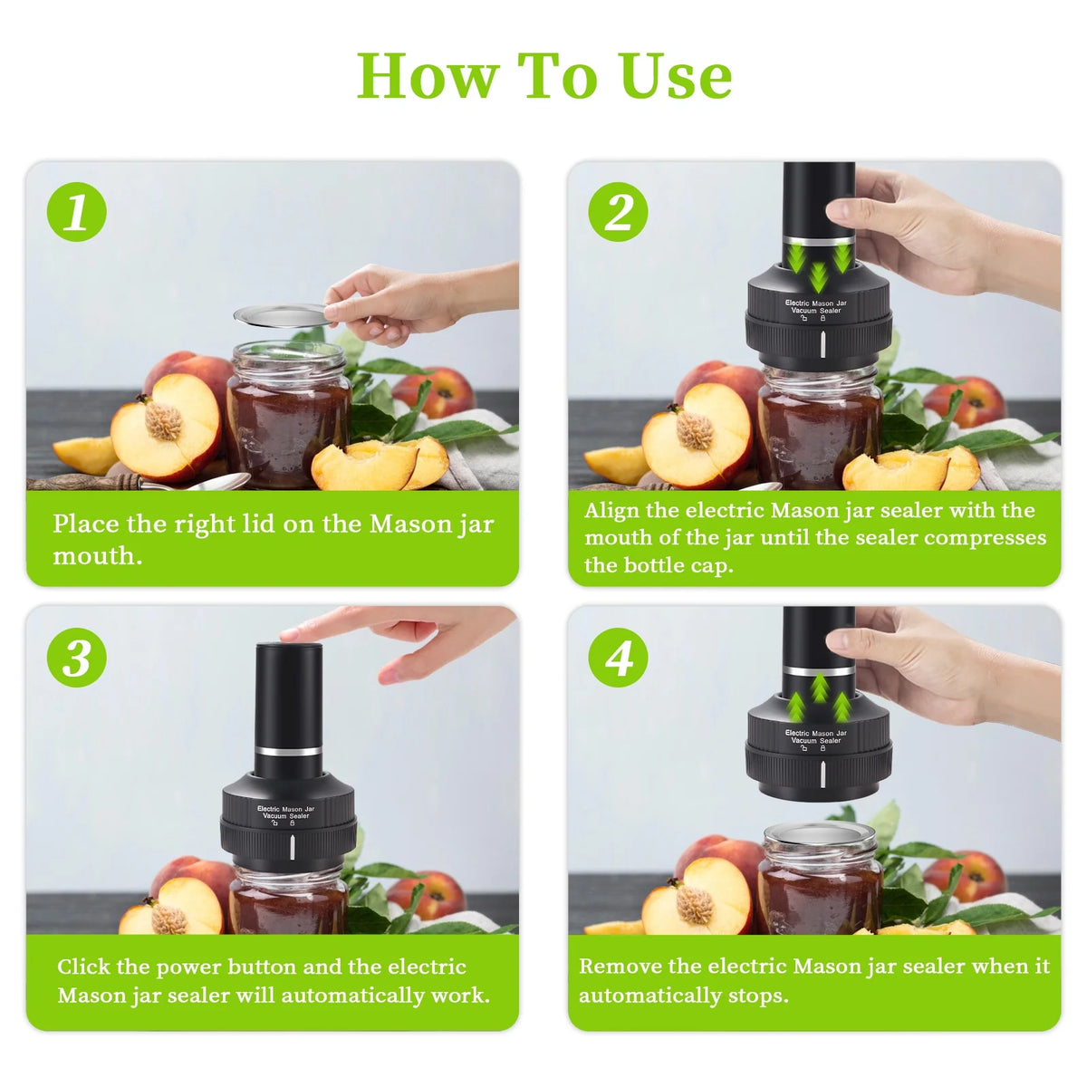 ELCTRTICI Vacuum Sealer, Mason Jar Vacuum Sealer Machine Kit, Upgraded Regular Mouth and Wide Mouth Mason Jar, Electric Vacuum Sealing Machine for Food Storage, Black.