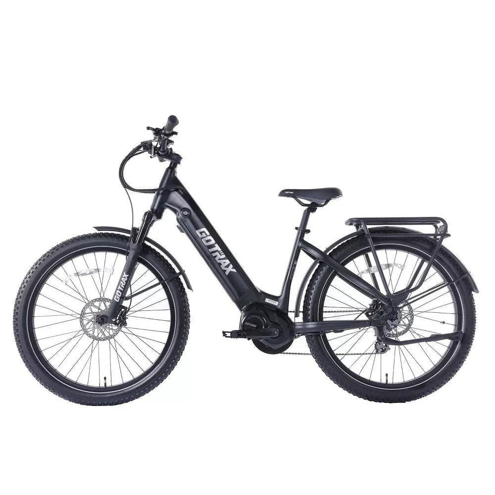 GOTRAX Adult MX1 Mid Drive 27.5" Step Through Electric Hybrid Bike - Black