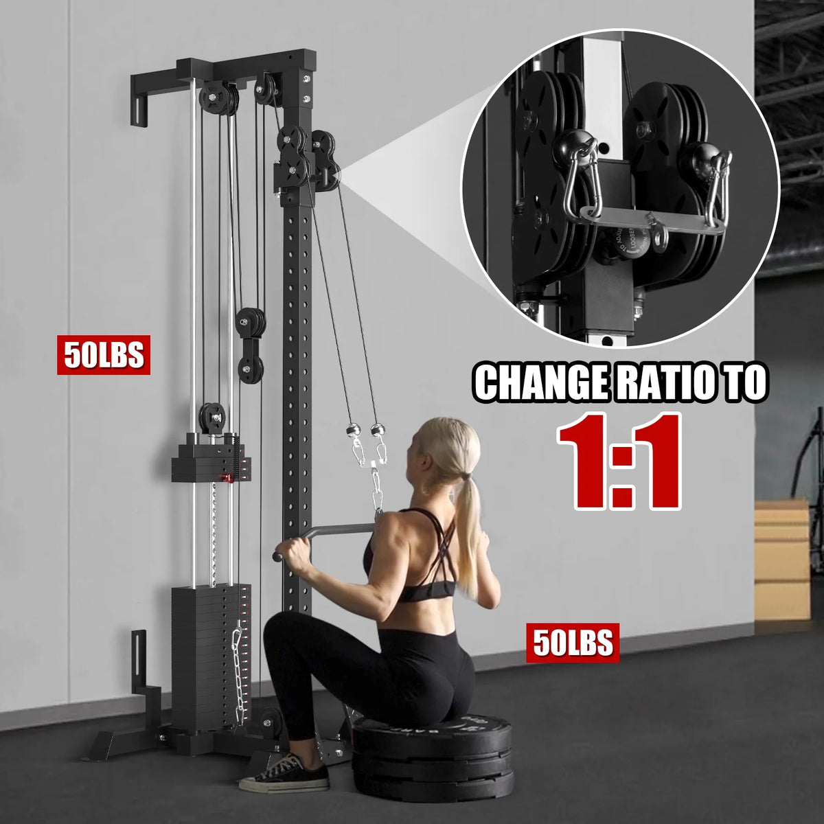 Mikolo Cable Crossover Machine, Lat Pull Down Machine with 210LBS Weight Stack, Wall Mounted Pulley Tower with 33 Positions Dual Pulley System, Lat Pulldown Cable Training Home Gym Fitness Equipment