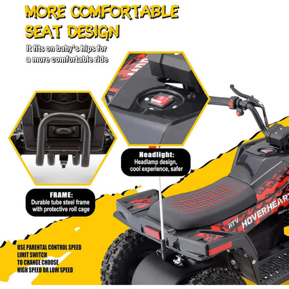 QEASET 36V Electric 4-Wheeler ATV - Twist-Grip Variable-Speed Acceleration Control, Hand-Operated Disc Brake,Age 13+