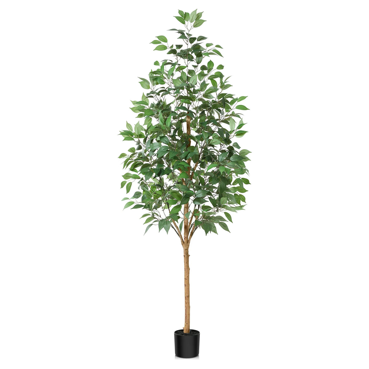 6 ft Realistic Artificial Ficus Tree in Pot, Natural Trunk, Lush Leaves, Lifelike Faux Tree