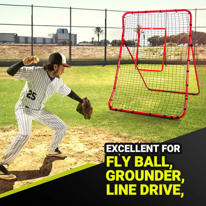JASCOPRO Pitch Back Baseball/Softball Rebounder, 6x4Ft Baseball Rebounder Net, Adjustable Angles