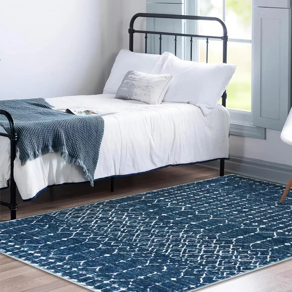 Lahome Moroccan Geometric Area Rug– Washable Non-Slip Low-Pile Carpet for Living Room, Bedroom,Office,Kitchen,Nursery,or Dining Room