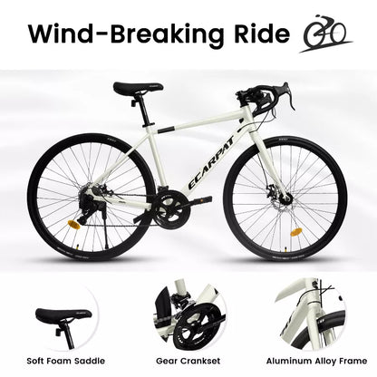 BestParts Road Bike 700C x 23, Lightweight City Bicycle, Urban Commuter Bike for Men Women, 16-Speed Gear, Alloy Frame, 28 Inch, Cream