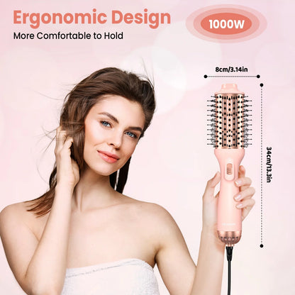 NEXPURE Hair Dryer Brush, Pink 4 in 1 Blow Dryer Comb, Professional Salon Ceramic Hot Air Brush