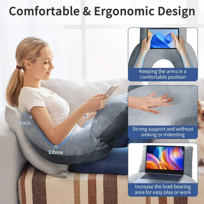 Sentryse Reading Gaming Pillow, Lap Desk Pillow Arm Support Pillow for Reading Gaming Working Crocheting, Grey
