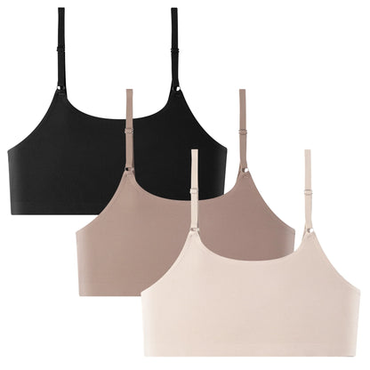 3PCS Women's Bralettes Cami Bras Unpadded Wireless Seamless Bra Unlined Comfort Sleeping Bra for Girls Women L
