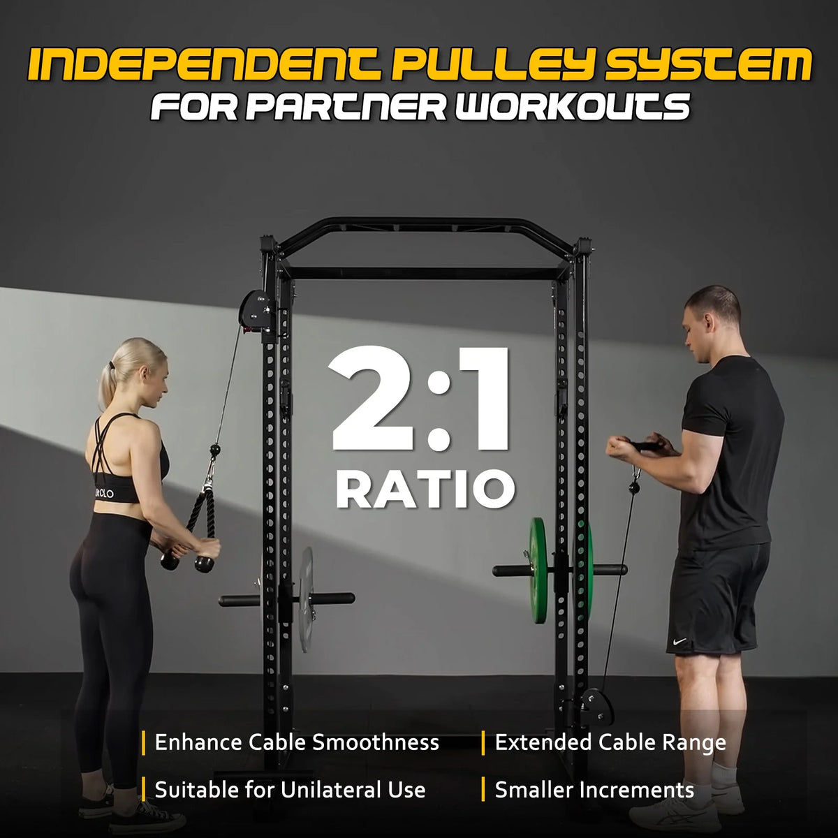 Mikolo Power Cage, Squat Rack, Dual Pulley Cable Crossover System, Multi-function Free Weight Home Gym Workout Machine with Strength Training Attachments