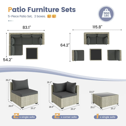 UDPATIO Outdoor Patio Furniture Set, Outdoor Wicker Patio Conversation Set with Cushions for Backyard