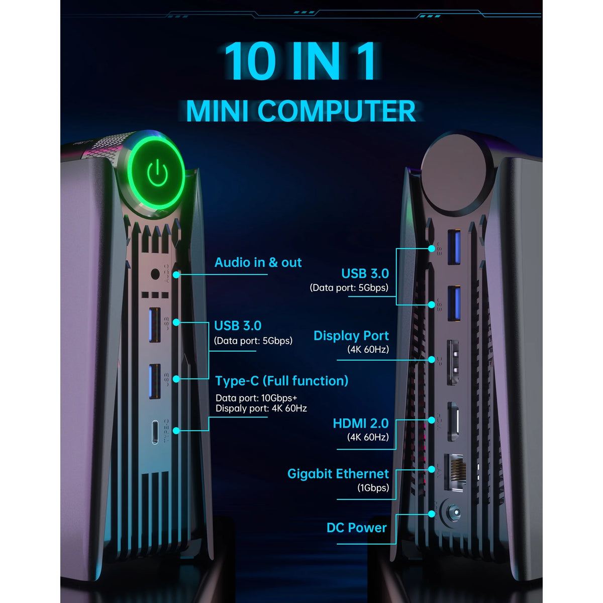NIPOGI S3A Mini PC with AMD Ryzen 7 5700U, 16GB RAM, 512GB SSD, Windows 11 PRO